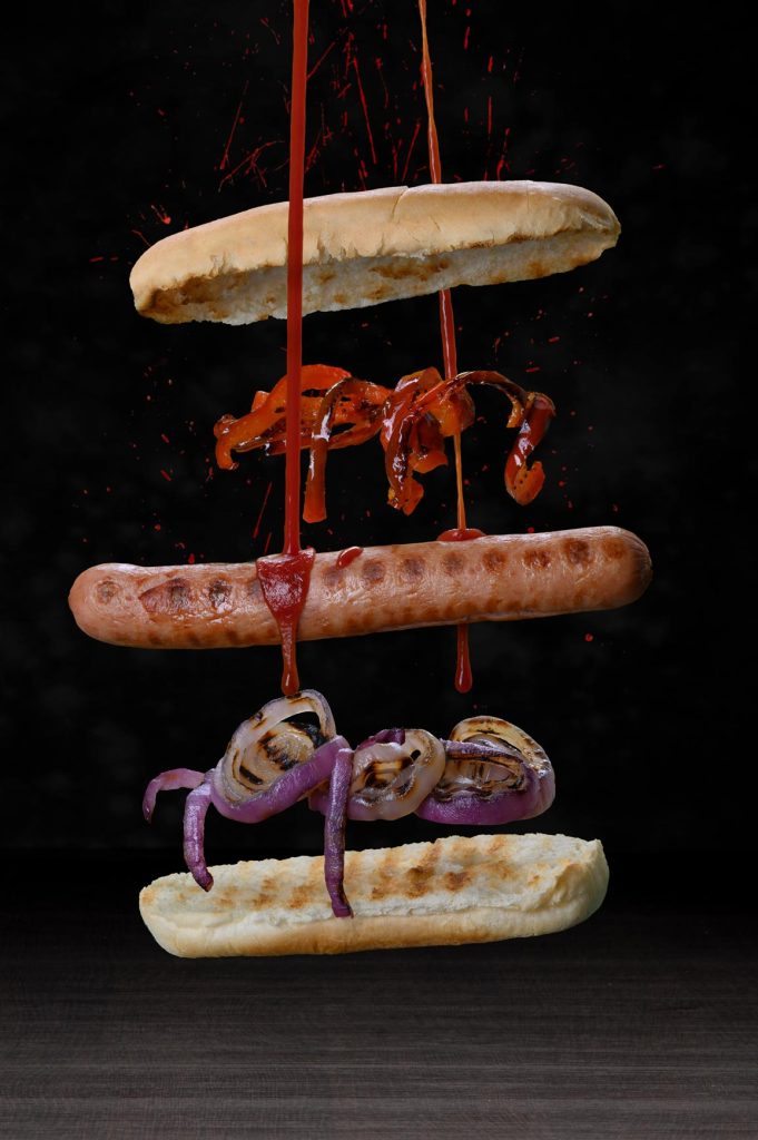 Fotografo Flying Food hot dog Milano Veneto